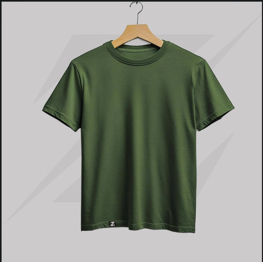 BASIC PLAIN T SHIRT olive green